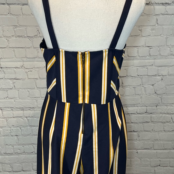 XHILARATION Navy Blue Jumpsuit with Yellow & White Stripes-Medium - Picture 4 of 4